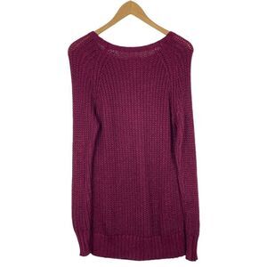 AMERICAN EAGLE Women's Burgundy Oversized Knit Wide Neck Jegging Sweater US XS